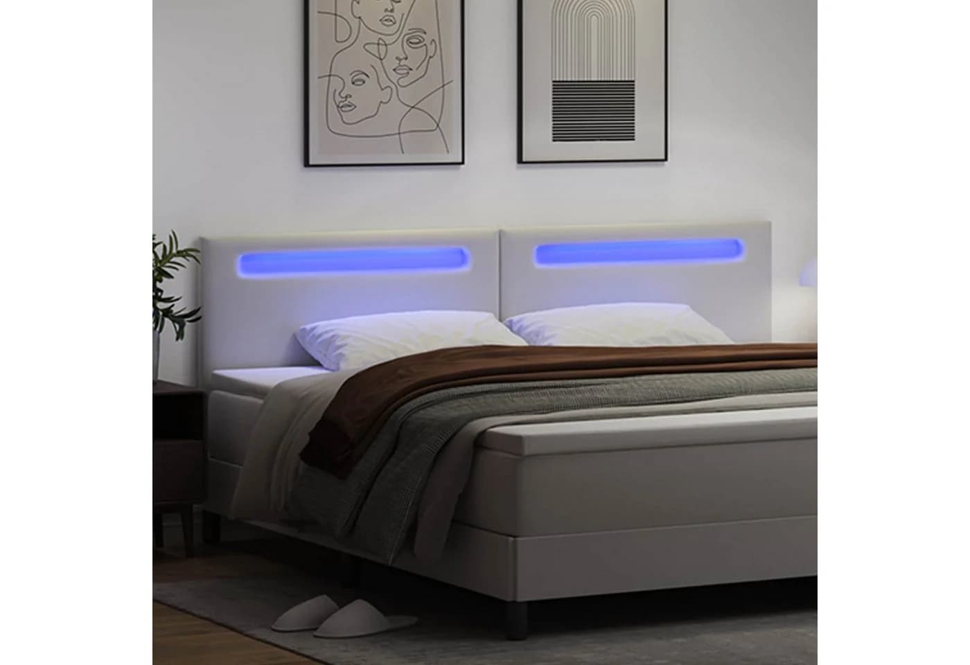 vidaXL LED Kopfteil Weiß Kunstleder höhenverstellbar - Bild 3
