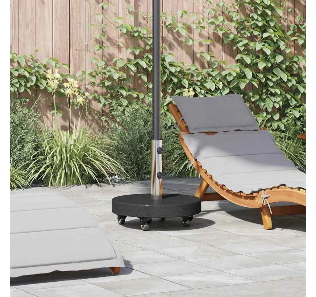 vidaXL Sonnenschirmständer 30kg Schwarz Granit Edelstahl Rollbar