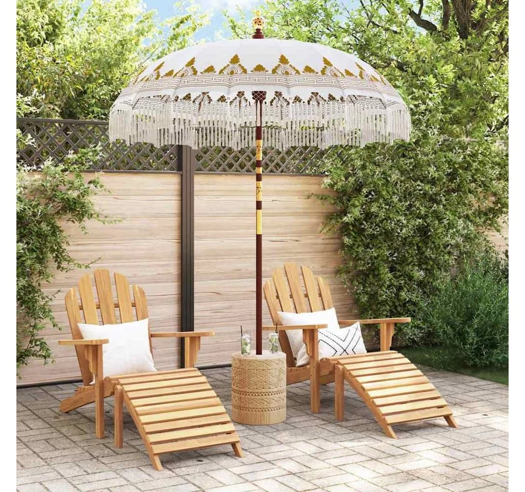 vidaXL Balinesischer Sonnenschirm Creme Holz Bambus - Bild 3