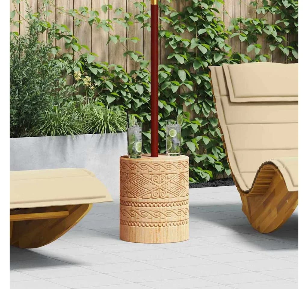 vidaXL Sonnenschirmständer aus massivem Holz, zylindrisch, beige