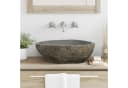 vidaXL Flusssteinwaschbecken Hellgrau 52x40x15cm Bild 1