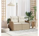 vidaXL Gartensofa Beige Poly-Rattan mit Kissen Bild 1