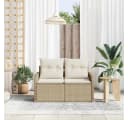 vidaXL Gartensofa Beige Poly-Rattan mit Kissen Bild 3