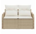 vidaXL Gartensofa Beige Poly-Rattan mit Kissen Bild 4