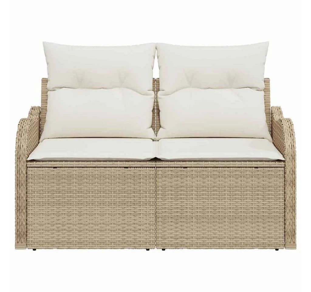 vidaXL Gartensofa Beige Poly-Rattan mit Kissen - Bild 4