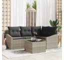 vidaXL Gartenlounge-Set 5-tlg. Hellgrau Poly-Rattan mit Kissen Bild 1