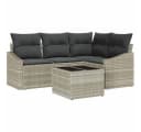 vidaXL Gartenlounge-Set 5-tlg. Hellgrau Poly-Rattan mit Kissen Bild 2