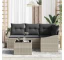 vidaXL Gartenlounge-Set 5-tlg. Hellgrau Poly-Rattan mit Kissen Bild 3