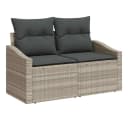 vidaXL Gartenlounge-Set 5-tlg. Hellgrau Poly-Rattan mit Kissen Bild 4