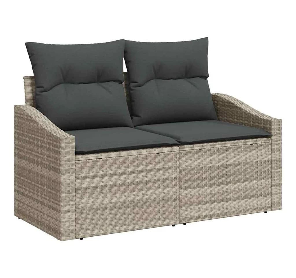 vidaXL Gartenlounge-Set 5-tlg. Hellgrau Poly-Rattan mit Kissen - Bild 4