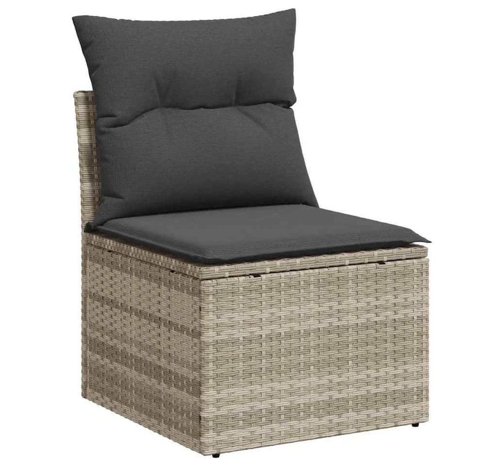 vidaXL Gartenlounge-Set 5-tlg. Hellgrau Poly-Rattan mit Kissen - Bild 5