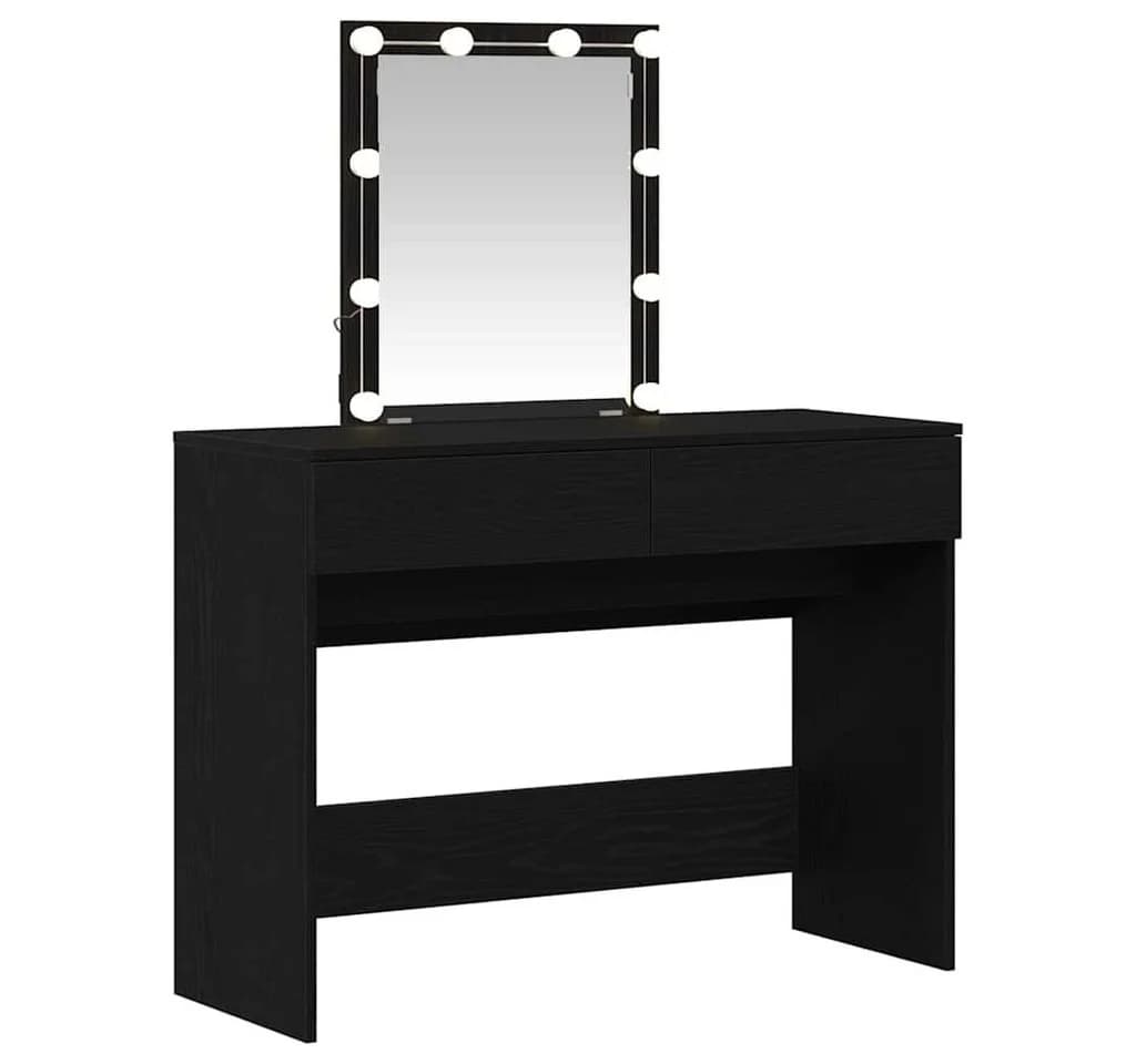 vidaXL Schminktisch Schwarz Eichen-Optik mit LED-Spiegel und USB-Anschluss - Bild 2