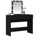 vidaXL Schminktisch Schwarz Eichen-Optik mit LED-Spiegel und USB-Anschluss Bild 3