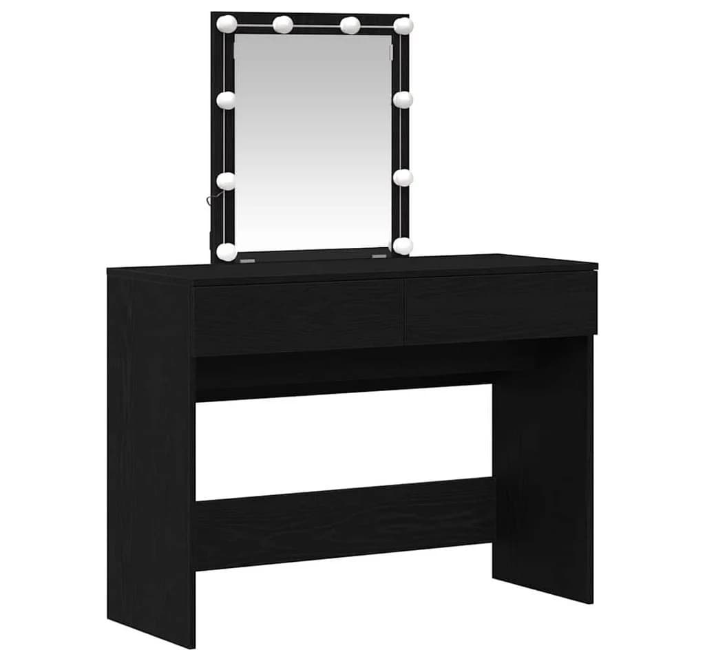 vidaXL Schminktisch Schwarz Eichen-Optik mit LED-Spiegel und USB-Anschluss - Bild 4