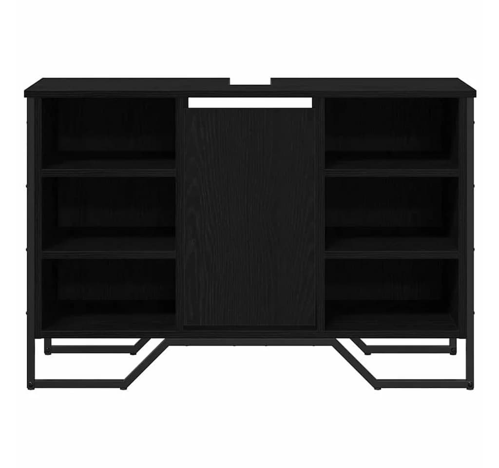 vidaXL Waschtischunterschrank Schwarz Eichen-Optik mit 6 Regalen - Bild 5