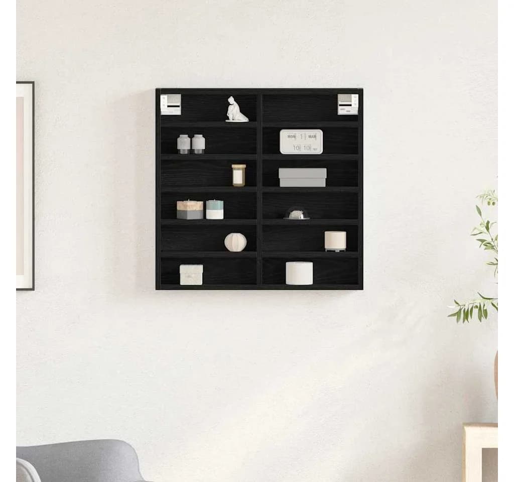 vidaXL Vitrine Schwarz Eichen-Optik 60 x 8,5 x 58 cm Holzwerkstoff - Bild 4