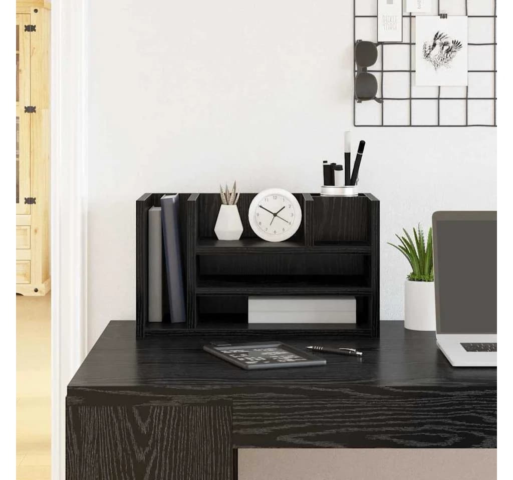 vidaXL Schreibtisch Organizer Schwarz Eichen-Optik Holzwerkstoff