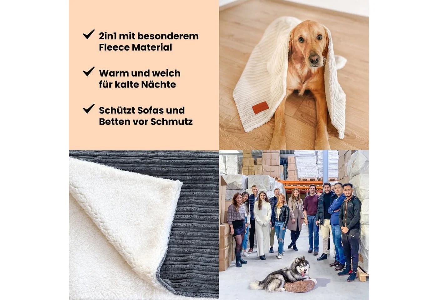 Wahre Tierliebe Tierdecke Premium Kuscheldecke Fluffy Grau - Bild 4