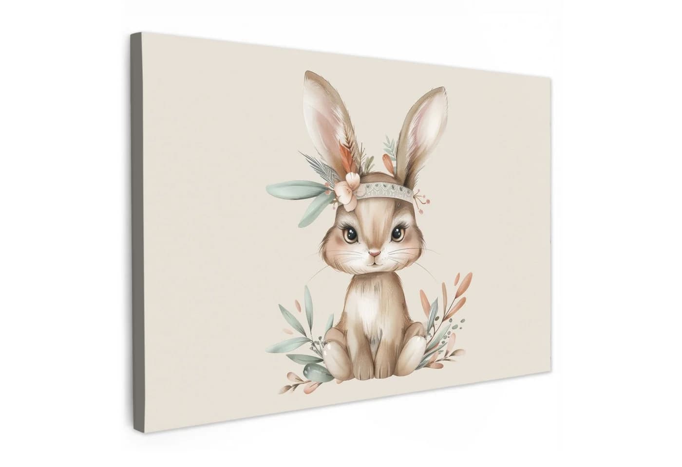 OneMillionCanvasses® Leinwandbild Hase - Tier - Bohème - Pastellfarben, Fotodruck (1 St), Kinderzimmer Deko, Mädchen und Jungen Bilder 30x20 cm - Bild 2