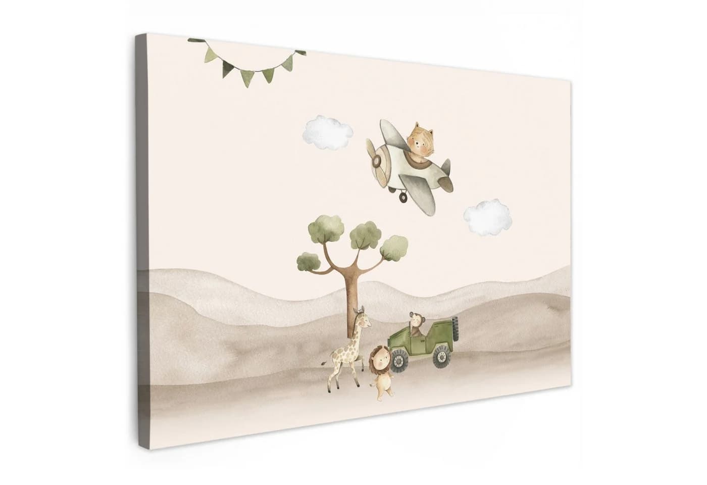 OneMillionCanvasses® Leinwandbild Wilde Tiere - Safari - Aquarell - Flugzeug Fotodruck - Bild 2
