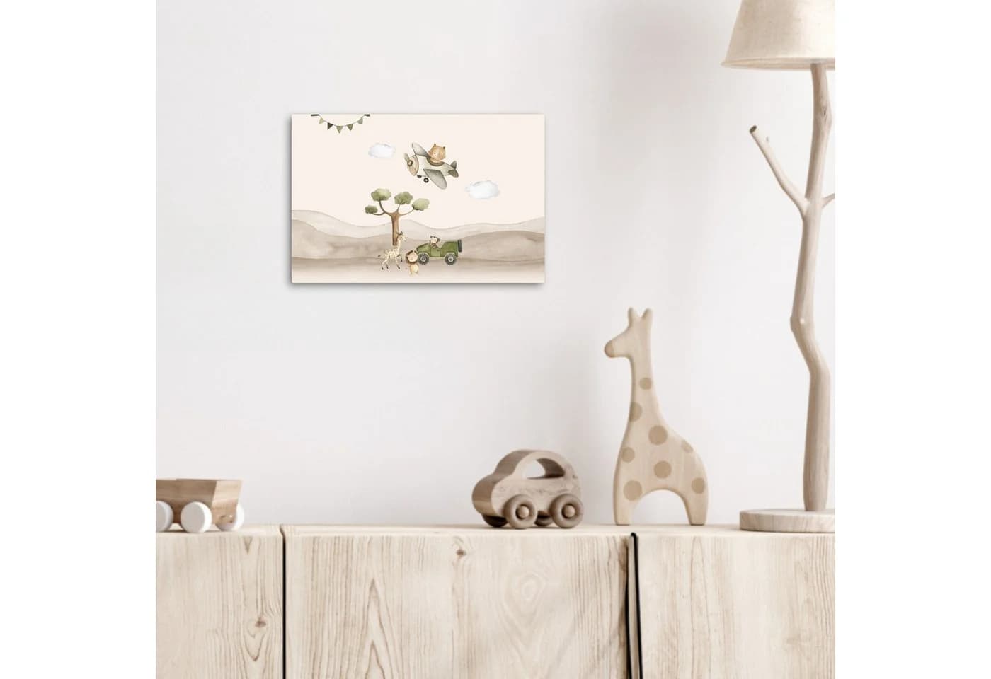 OneMillionCanvasses® Leinwandbild Wilde Tiere - Safari - Aquarell - Flugzeug Fotodruck - Bild 3