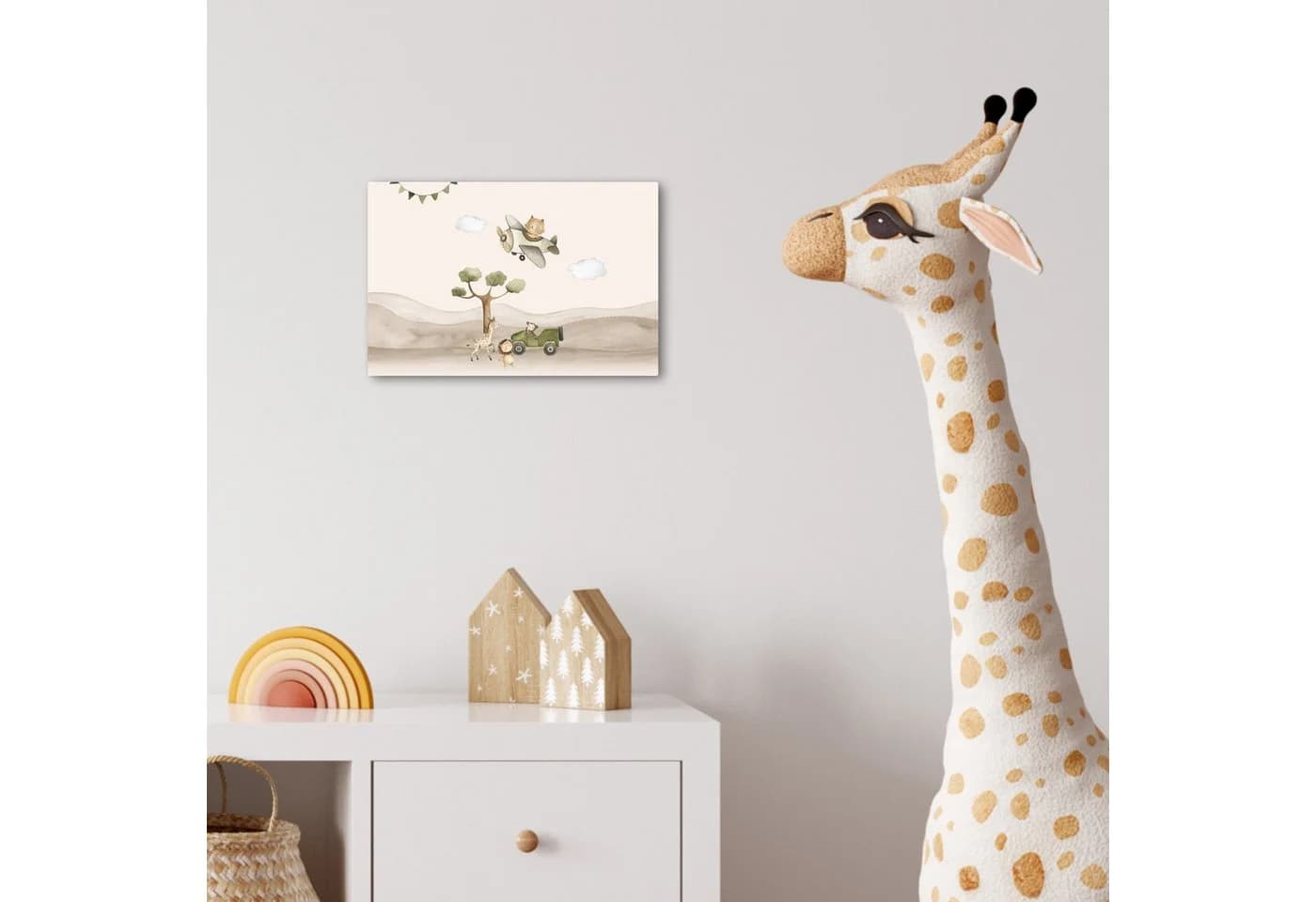 OneMillionCanvasses® Leinwandbild Wilde Tiere - Safari - Aquarell - Flugzeug Fotodruck - Bild 4