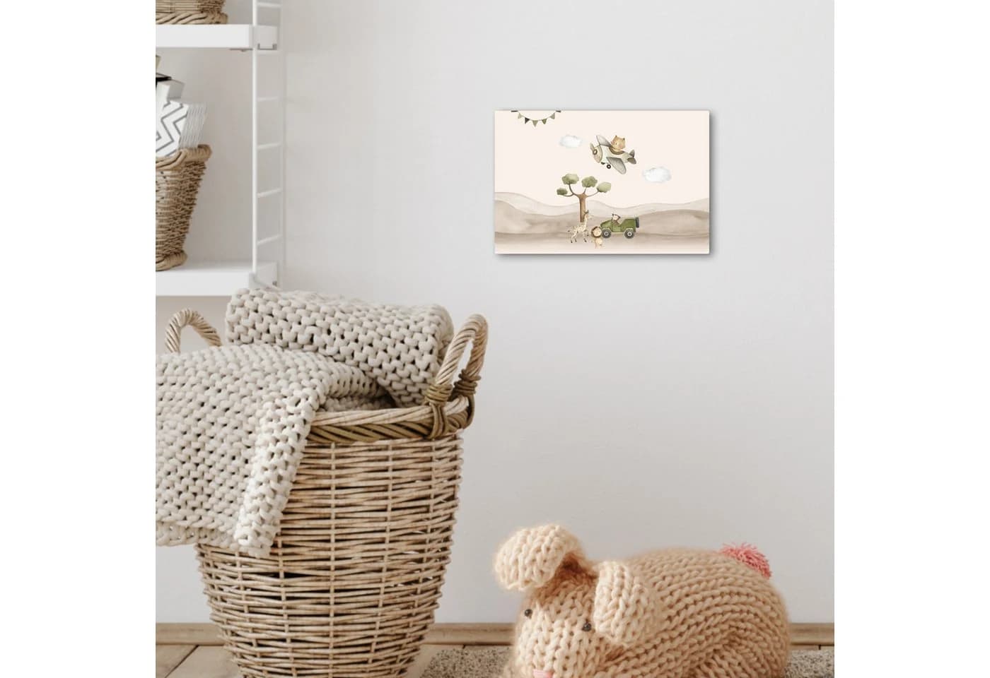 OneMillionCanvasses® Leinwandbild Wilde Tiere - Safari - Aquarell - Flugzeug Fotodruck - Bild 5