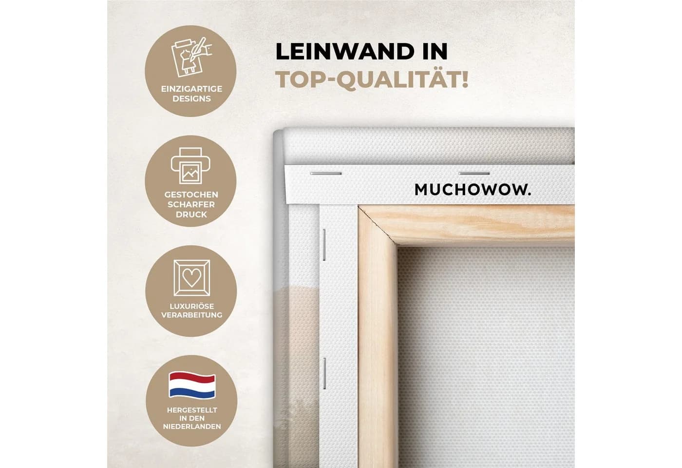 OneMillionCanvasses® Leinwandbild Landschaft Beige mit Holzrahmen
