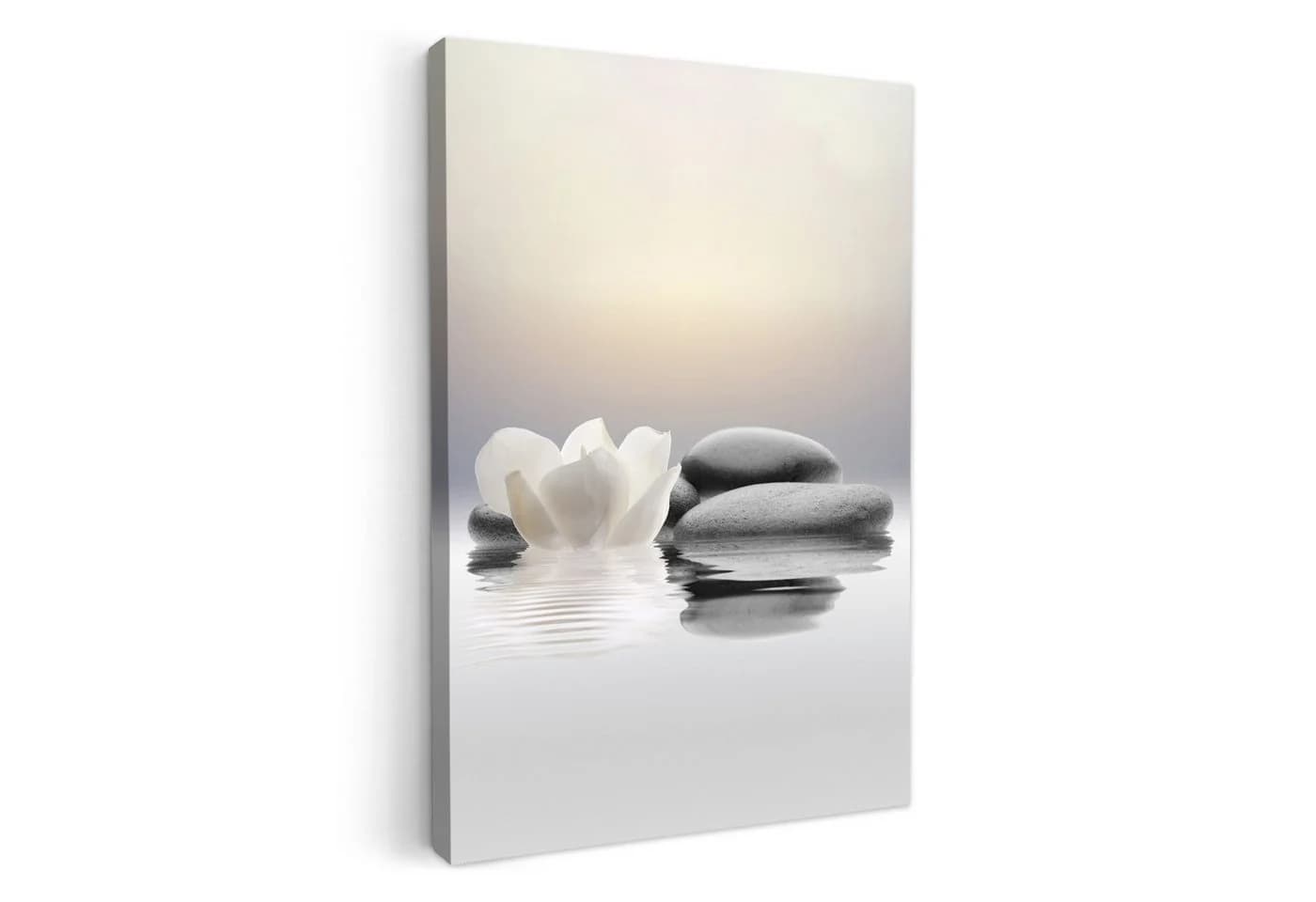 OneMillionCanvasses® Leinwandbild Zen Steine Lotus Weiß 20x30 cm - Bild 2