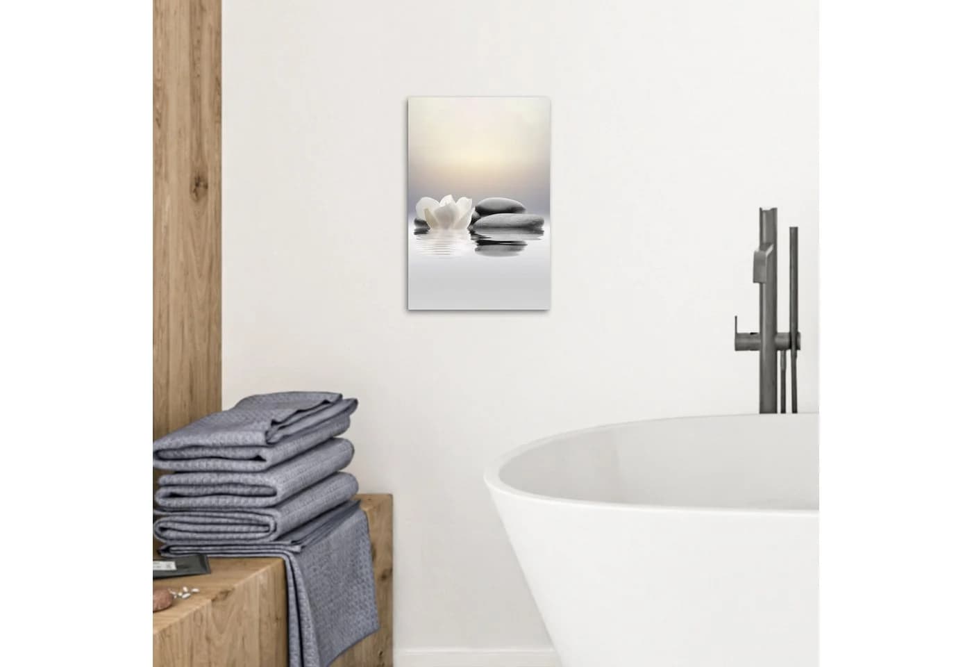 OneMillionCanvasses® Leinwandbild Zen Steine Lotus Weiß 20x30 cm - Bild 5