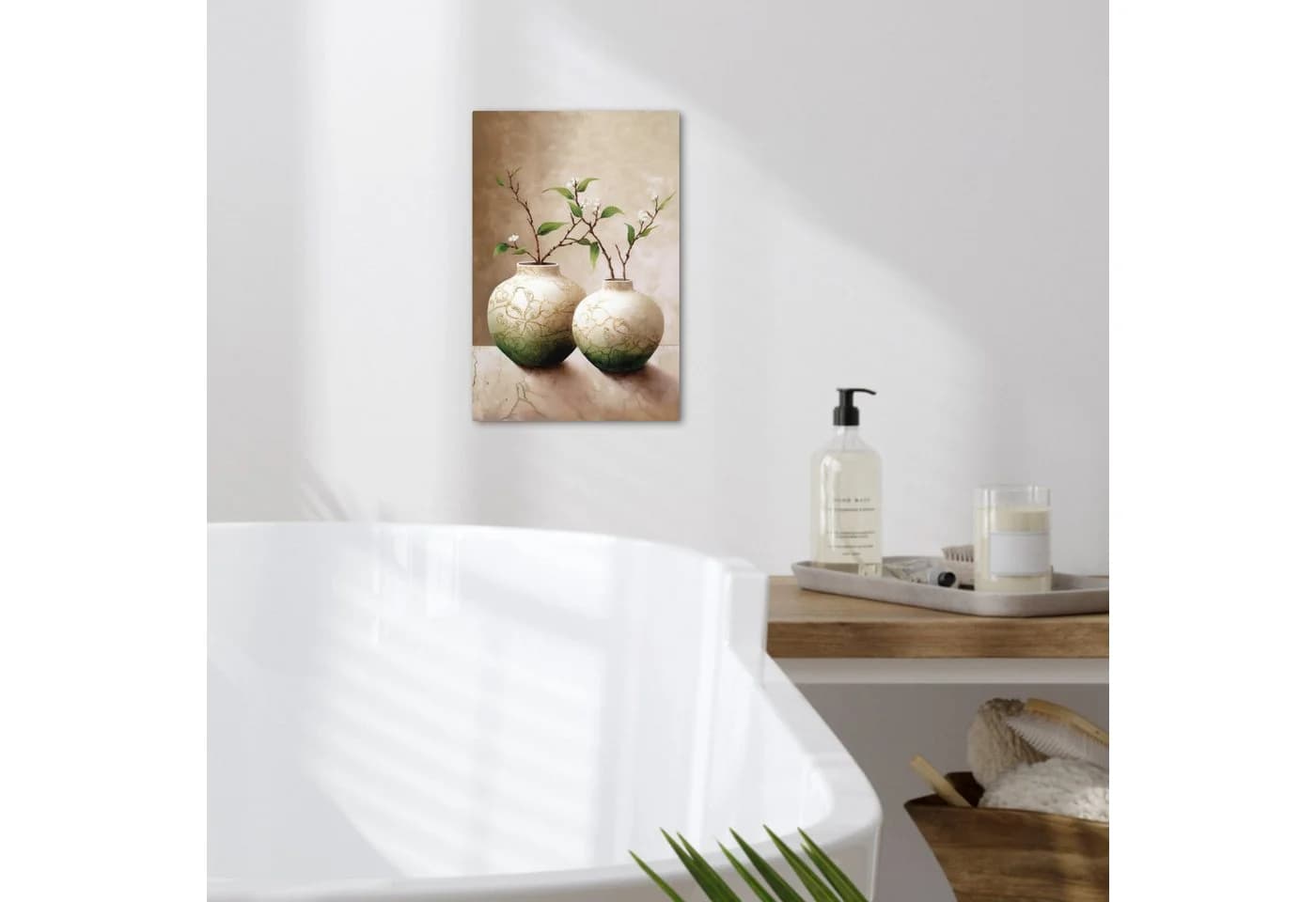 OneMillionCanvasses® Leinwandbild Blumen Vase Beige Weiß - Bild 3
