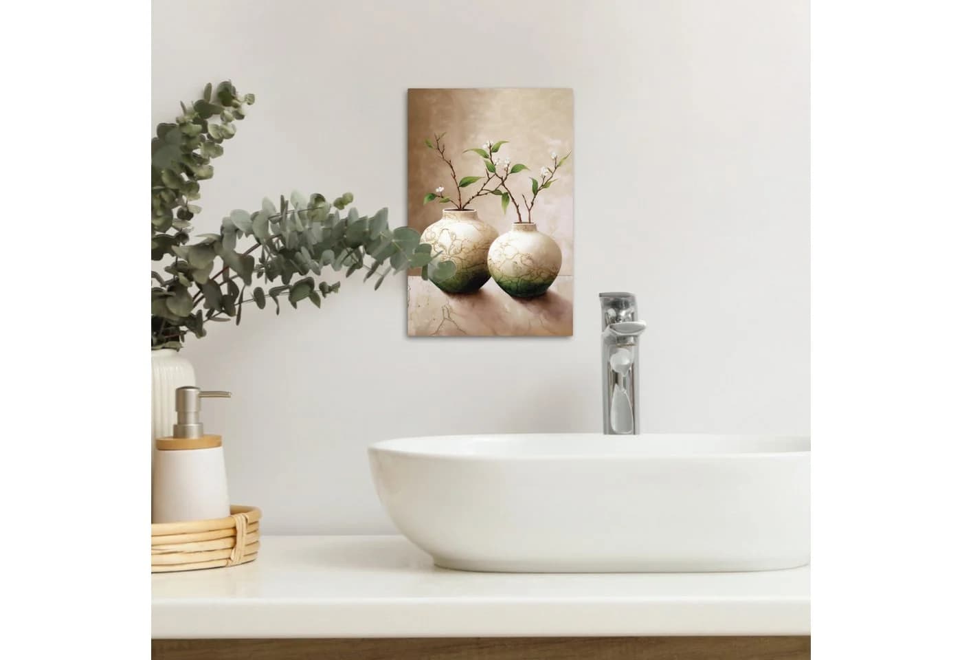 OneMillionCanvasses® Leinwandbild Blumen Vase Beige Weiß - Bild 4