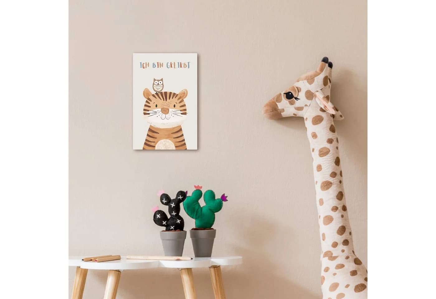 OneMillionCanvasses® Leinwandbild Tiger & Eule Beige Motiv - Bild 4