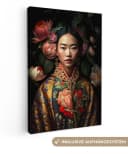 OneMillionCanvasses® Leinwandbild Frau Asiatisch Kimono Blumen Porträt Bild 2