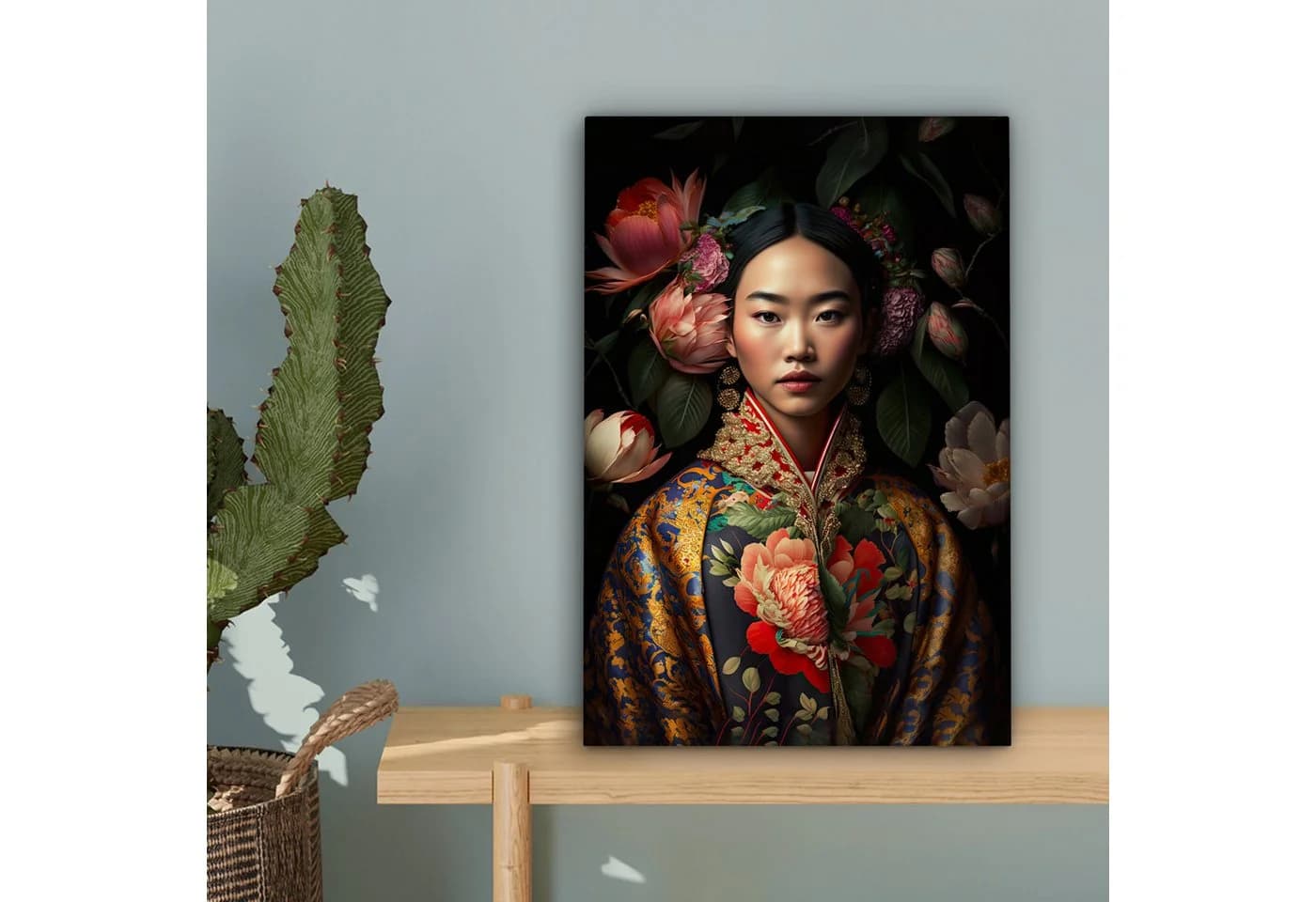 OneMillionCanvasses® Leinwandbild Frau Asiatisch Kimono Blumen Porträt - Bild 5