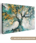 OneMillionCanvasses® Leinwandbild Baum Türkis Gold Modern Bild 2
