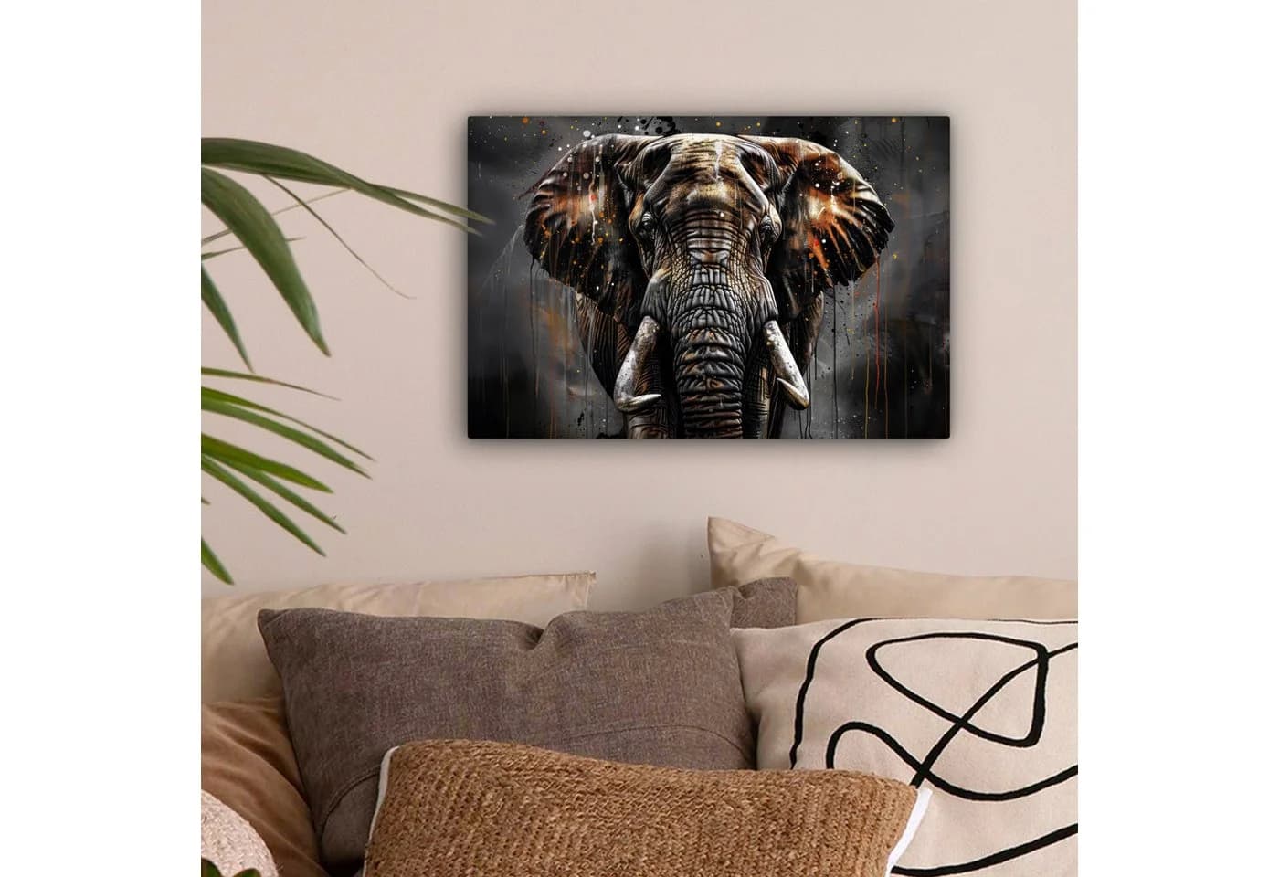 OneMillionCanvasses® Leinwandbild Elefant Aquarell Wanddekoration