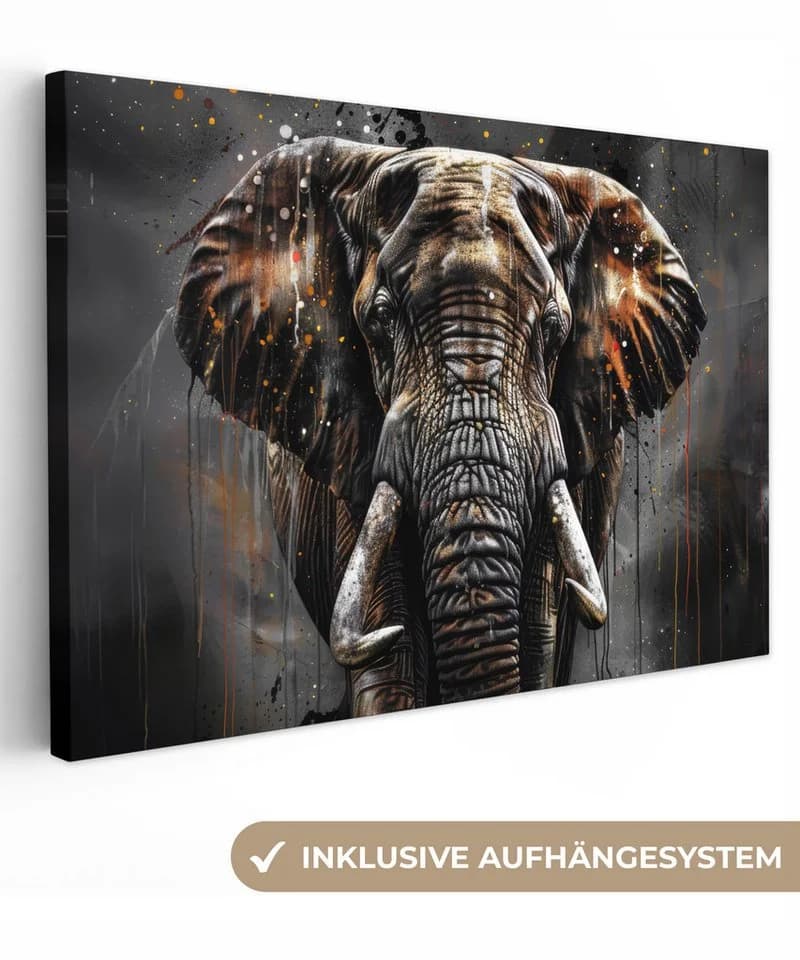 OneMillionCanvasses® Leinwandbild Elefant Aquarell Wanddekoration - Bild 2