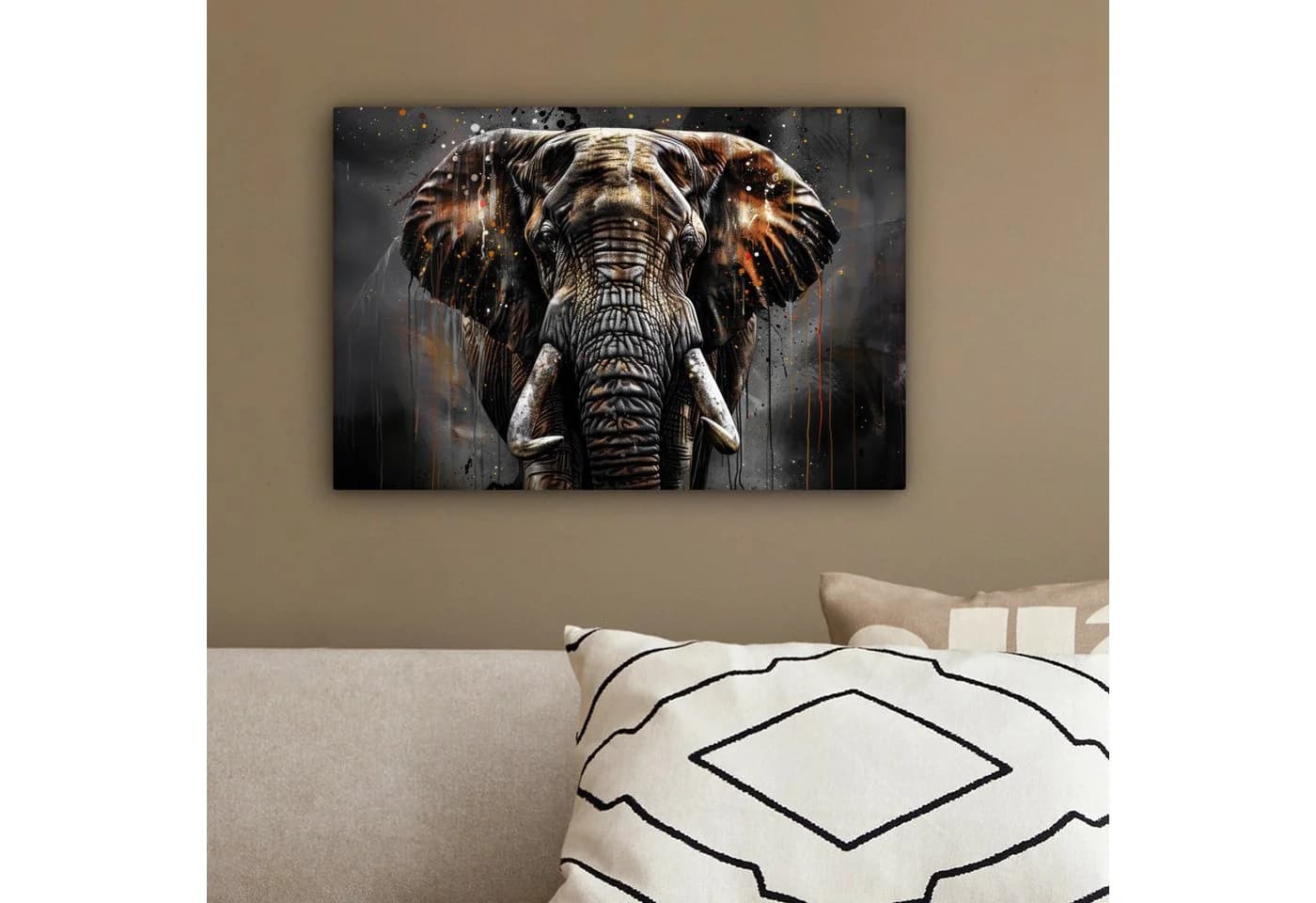 OneMillionCanvasses® Leinwandbild Elefant Aquarell Wanddekoration - Bild 4