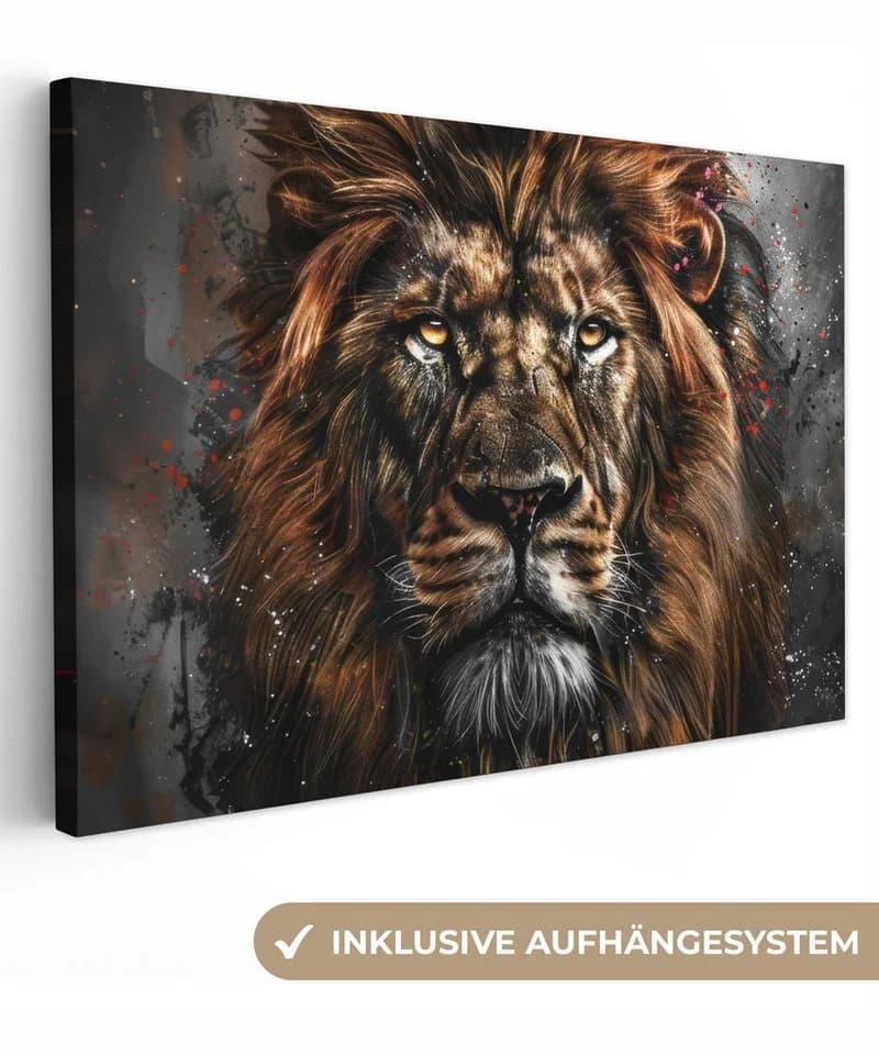 OneMillionCanvasses® Leinwandbild Löwe Schwarz - Bild 2