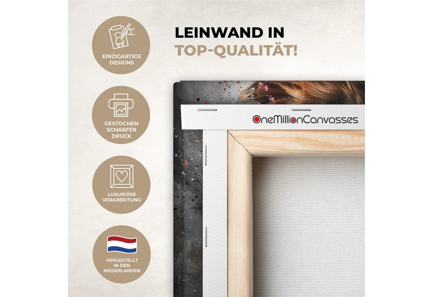OneMillionCanvasses® Leinwandbild Löwe Schwarz - Bild 3