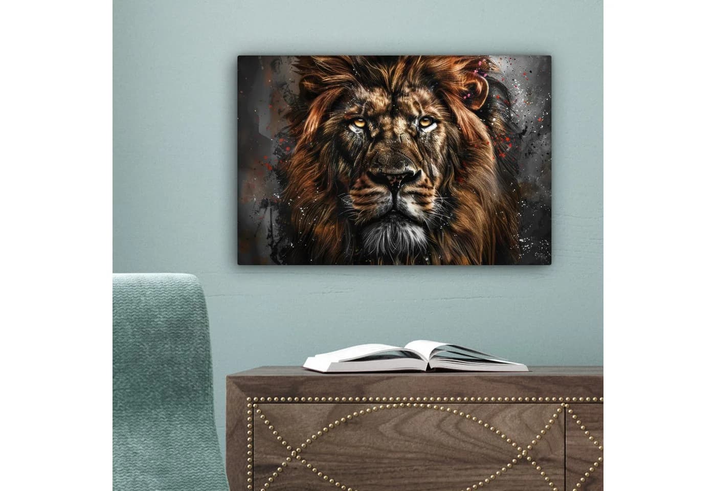 OneMillionCanvasses® Leinwandbild Löwe Schwarz - Bild 5