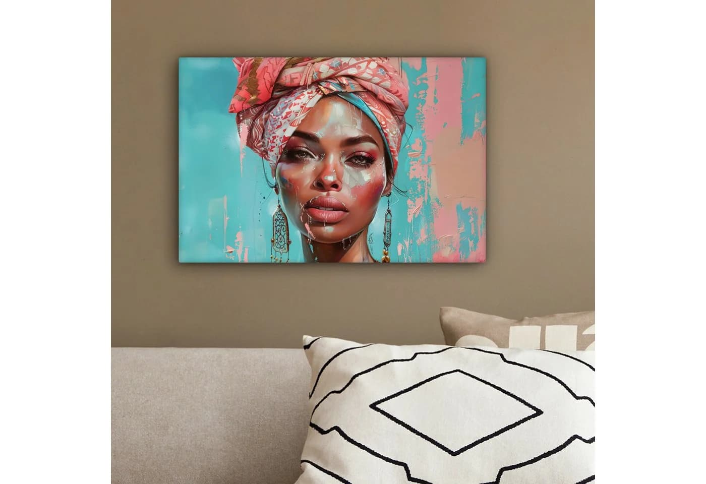 OneMillionCanvasses® Leinwandbild Frau Porträt Blau Rosa Modern - Bild 4