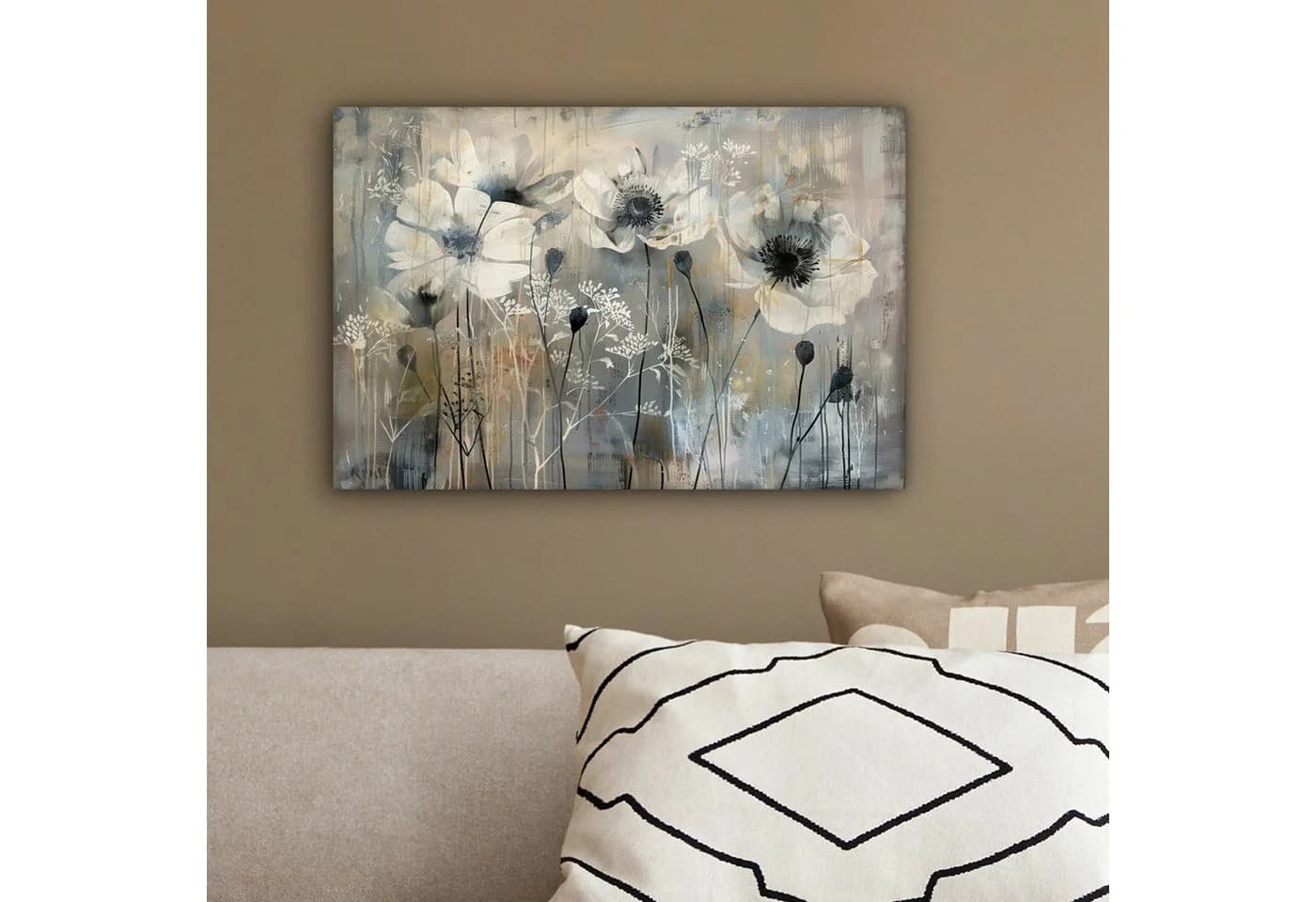 OneMillionCanvasses® Leinwandbild Blumen Pflanzen Grau Abstrakt 30x20 cm - Bild 4