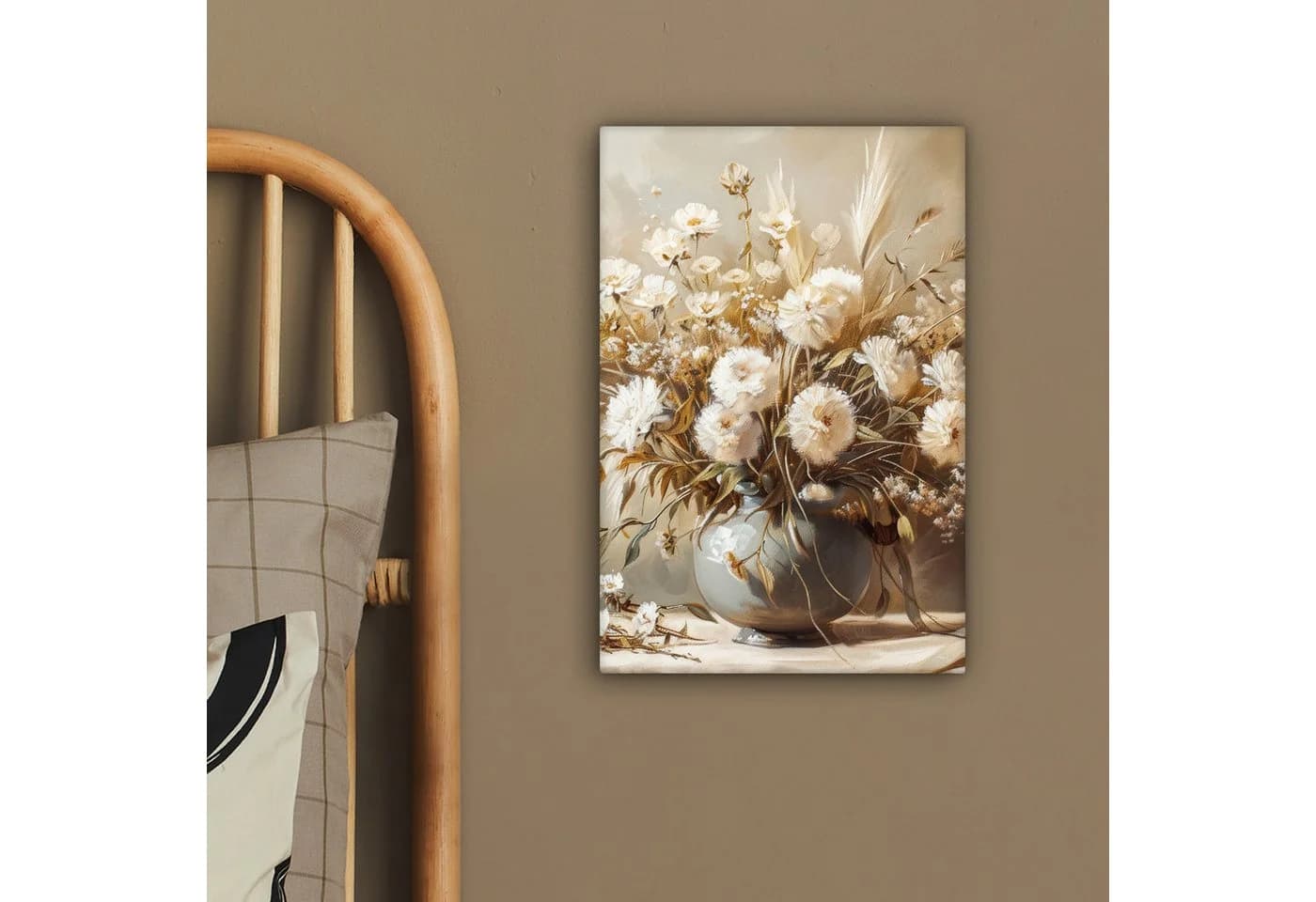 OneMillionCanvasses® Leinwandbild Blumen - Vase - Stilleben - Beige - Bild 4