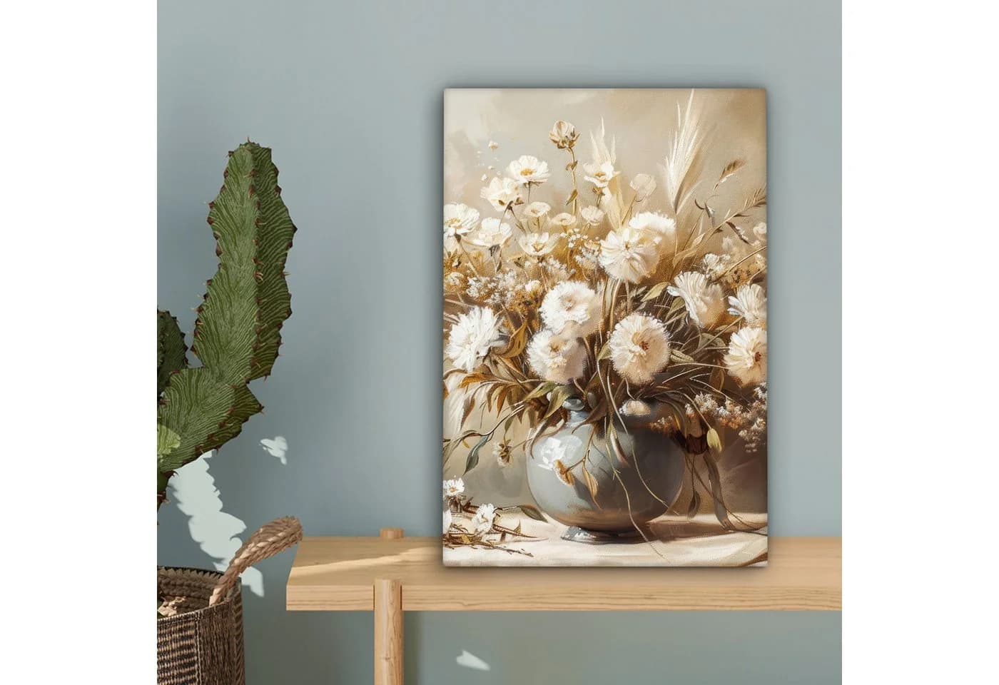 OneMillionCanvasses® Leinwandbild Blumen - Vase - Stilleben - Beige - Bild 5