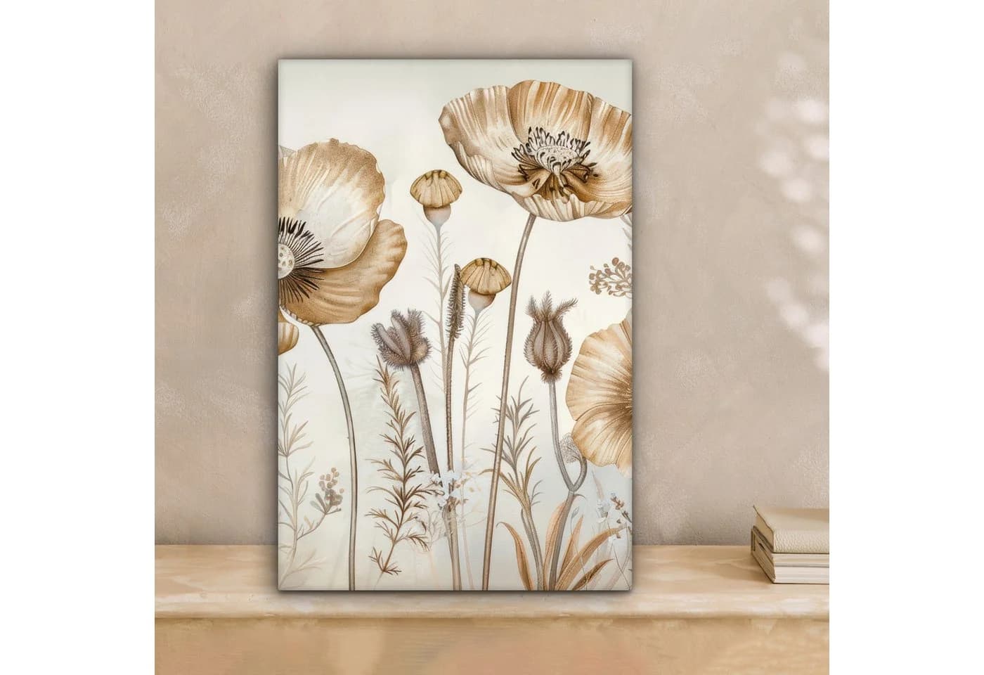 OneMillionCanvasses® Leinwandbild Blumen Beige Natur Illustration