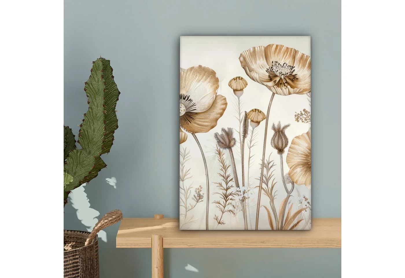 OneMillionCanvasses® Leinwandbild Blumen Beige Natur Illustration - Bild 5