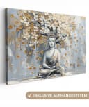 OneMillionCanvasses® Leinwandbild Buddha - Blumen - Baum - Gold - Modern Bild 2