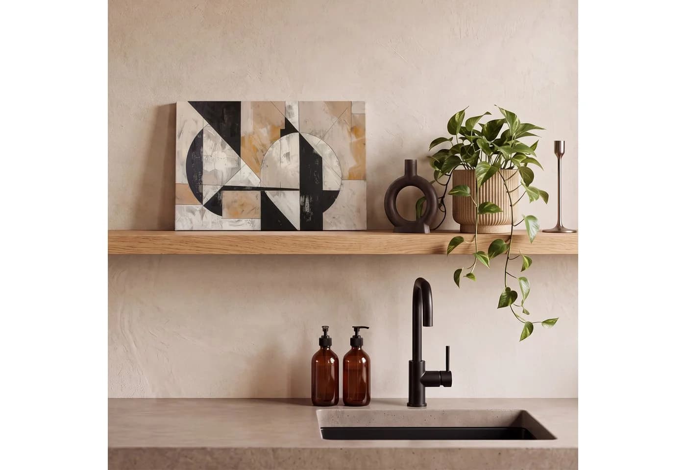 OneMillionCanvasses® Leinwandbild Abstrakt Modern Pastell Schwarz - Bild 5